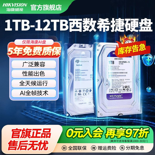 海康威视监控录像机硬盘4T6T8T 10TB 12TB电脑服务器存储机械硬盘