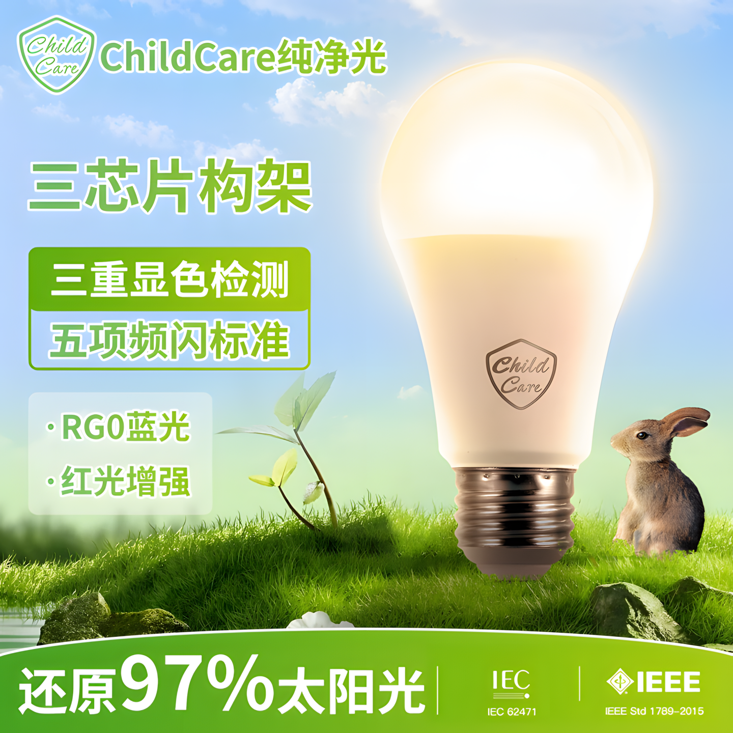 全光谱护眼低蓝光五项频闪灯泡