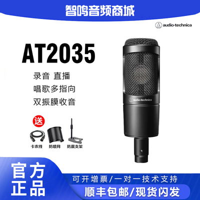 铁三角AT2035麦克风电容直播话筒