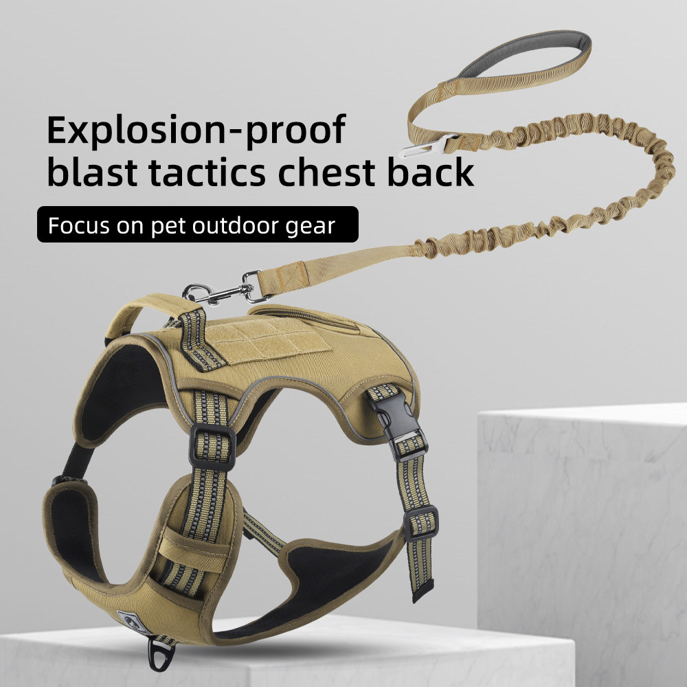 狗狗牵引绳大中型犬金毛拉布拉多防爆冲反光战 术胸抱婴袋宠物遛