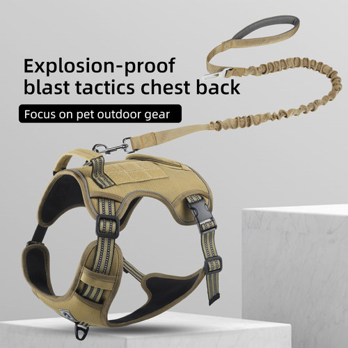 狗狗牵引绳大中型犬金毛拉布拉多防爆冲反光战 术胸抱婴袋宠物遛