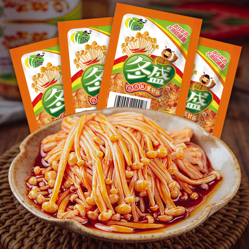 冬盛金针菇川香味15g独立小包装微辣脆爽红油金针菇即食下饭菜