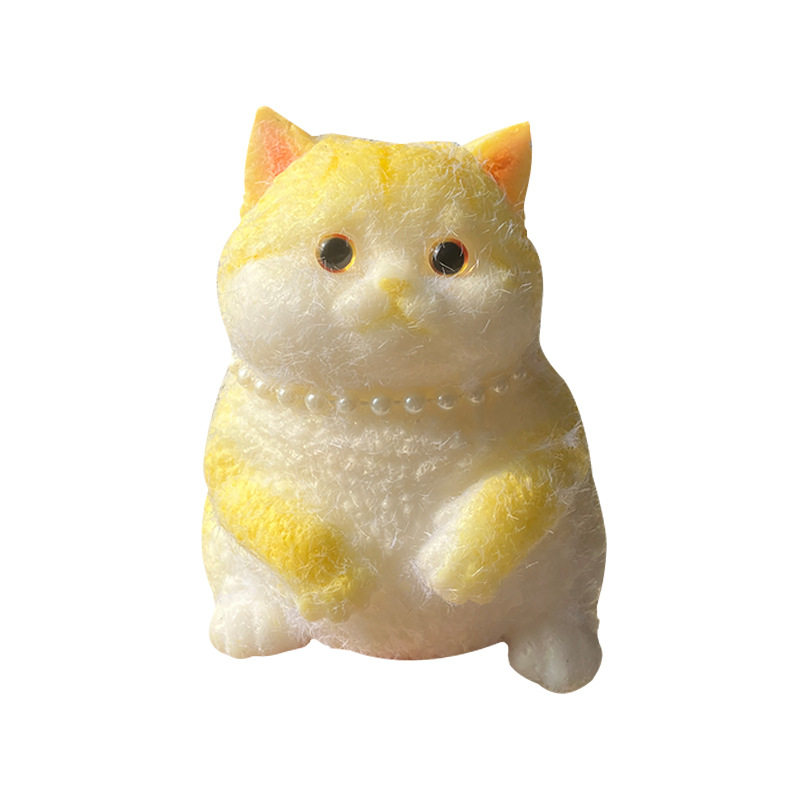 仿真创意超萌 小胖猫捏捏乐粉色小猫玩具摆件解压高颜值礼物孩子