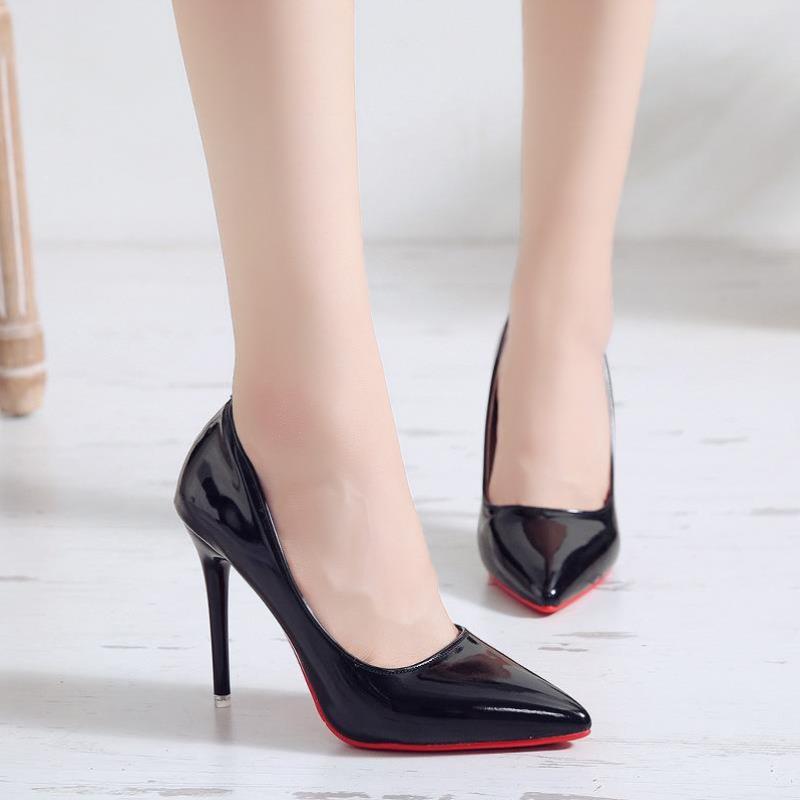 红色裸色高跟鞋优雅女鞋迷人细高跟鞋新娘鞋御姐工作百搭黑色防水