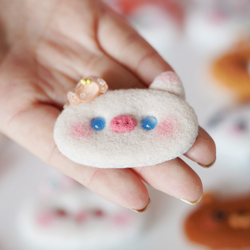 羊毛毡戳戳乐diy材料包手工玩偶发夹挂件自制可爱创意情侣礼物