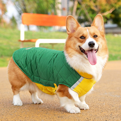 柯基狗狗衣服带牵引扣秋冬季保暖护肚子棉衣中大型犬宠物两脚棉衣