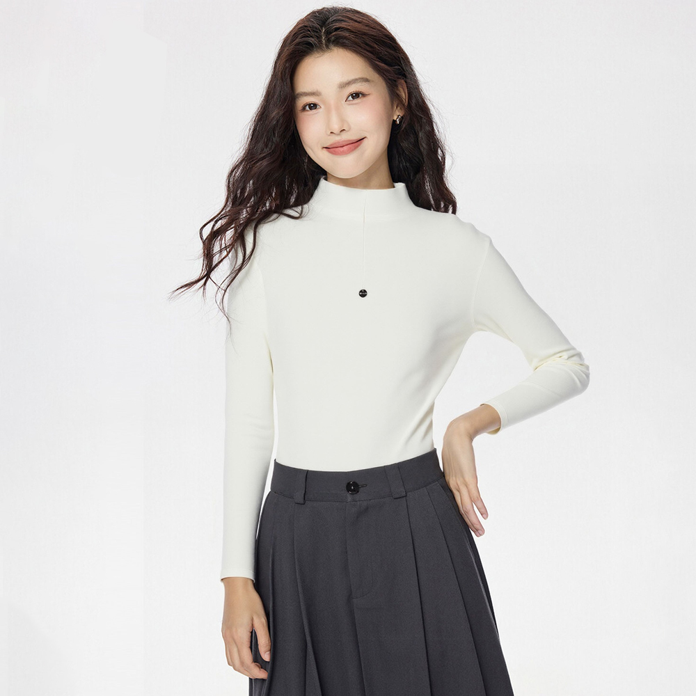 【添添kindly】【高领缱绻】高级洋气半高领加绒长袖打底衫155006