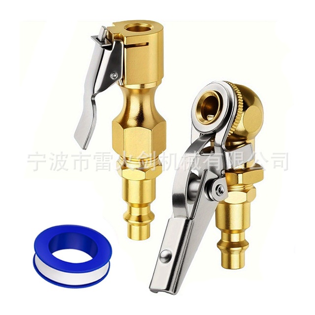 黄铜充气头1/4NPT外螺纹快速接头软管轮胎汽车维修打气嘴气动工具