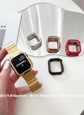 适用applewatch789保护套iwatch6se苹果手表45代全包电镀硅胶软壳