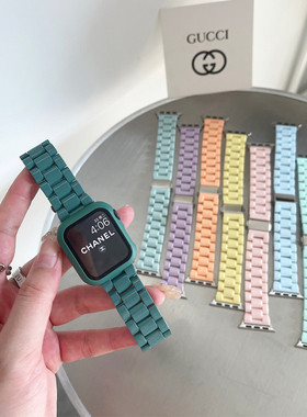ins夏天糖果色树脂苹果手表带适用iwatch78910代11se简约小众高级