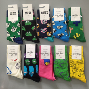 新款Happy Socks袜子女ins中高筒棉袜四季款辛普森卡通情侣袜潮袜