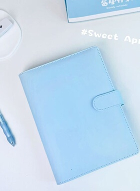 简约纯色PU卡册蓝色ins四宫格A5小红书同款高颜值学生小卡收纳册