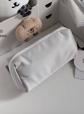 学生笔袋ins小众文具fufu耐脏灰收纳收纳袋简约高颜值大容量纯色