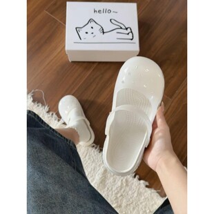 白色果冻鞋厚底洞洞鞋女款外穿超火不累脚增高超舒服拖鞋2026新款
