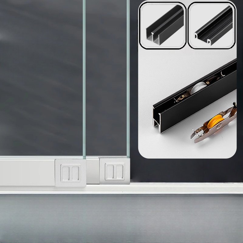 玻璃移门轨道滑轮配件上中下轨道