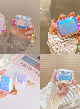 Luxury Gradient Laser TPU soft Earphone Case For apple