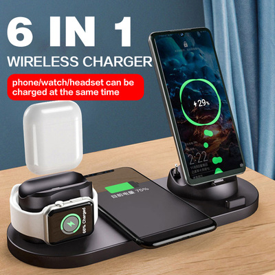 10W Qi Wireless Charger Station 6 in 1 For Iphone Airpods