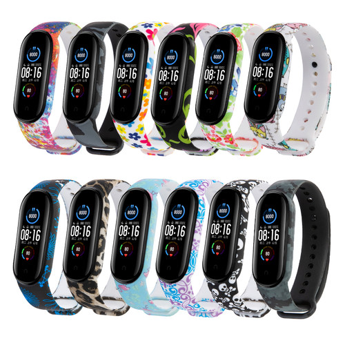 Flowers Bracelet For Xiaomi Mi Band 5 6 Painted Strap For