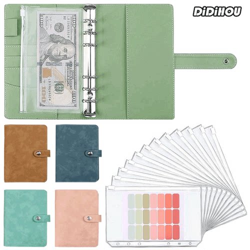 PU Leather A6 Binder Budget Planner Notebook Cash Envelope