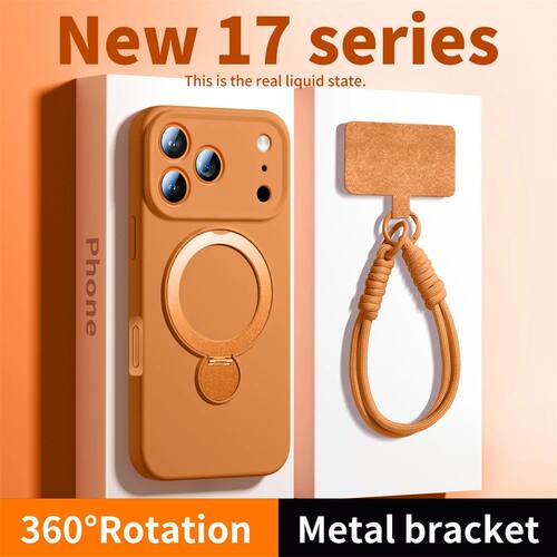 Rotated Metal Bracket Liquid Silicone Phone Cases For