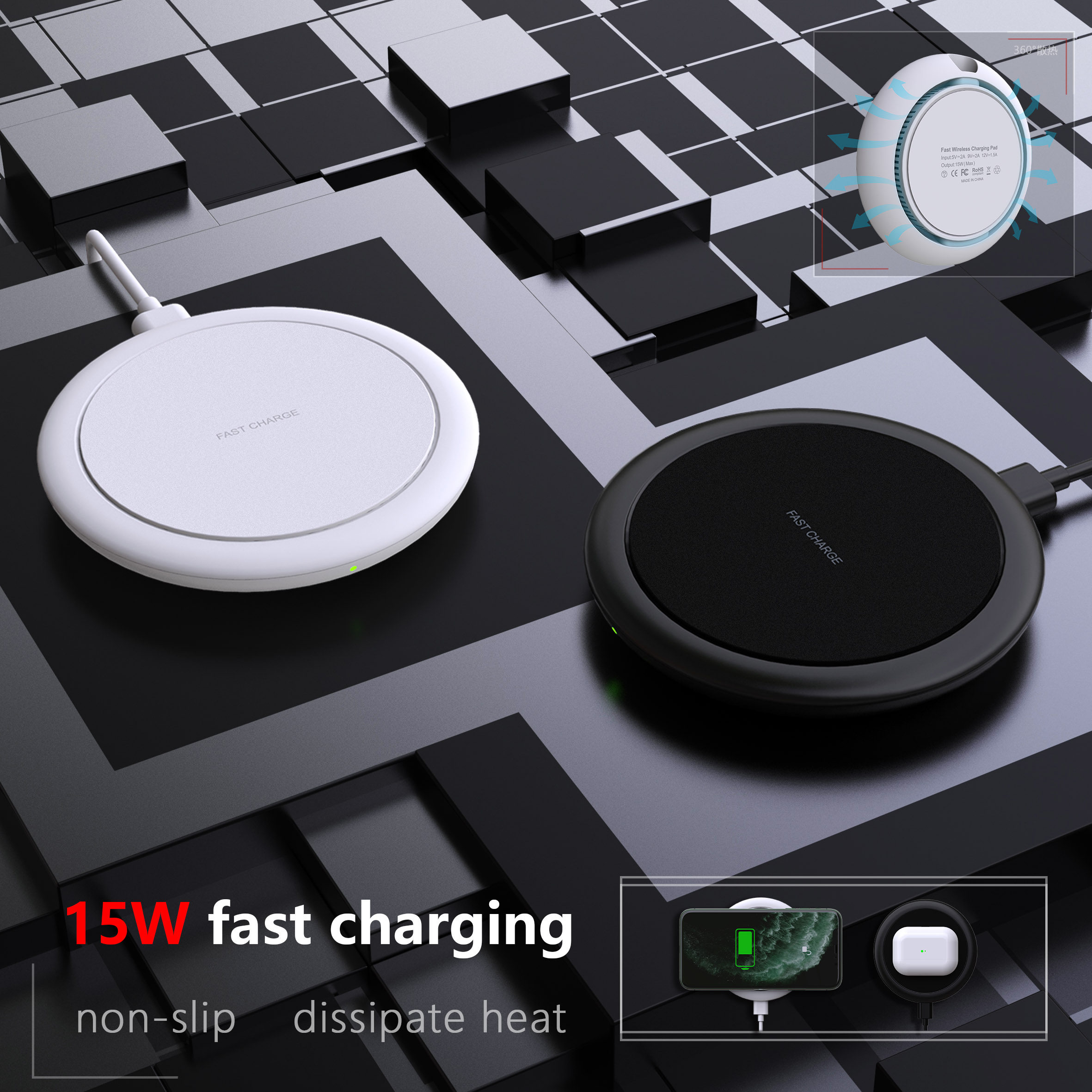 New Iph 12 Huawei PD15W Fast  Fold Qi Wireless Charger Stand