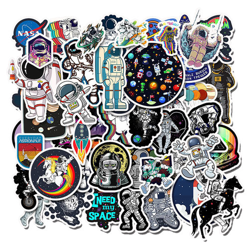 50 PCS Outer Space Sticker UFO Alien Computer Stickers Astr