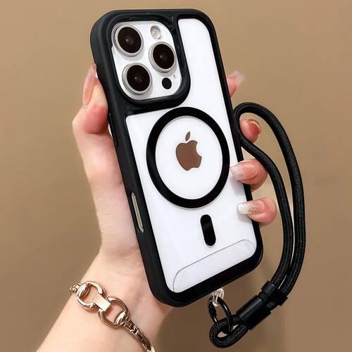 For Magsafe Wrist Strap Clear Phone Cases For iPhone 16 15