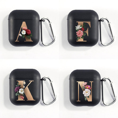 Letter A Z Matte Black Headphone Case For Apple Airpods Pro