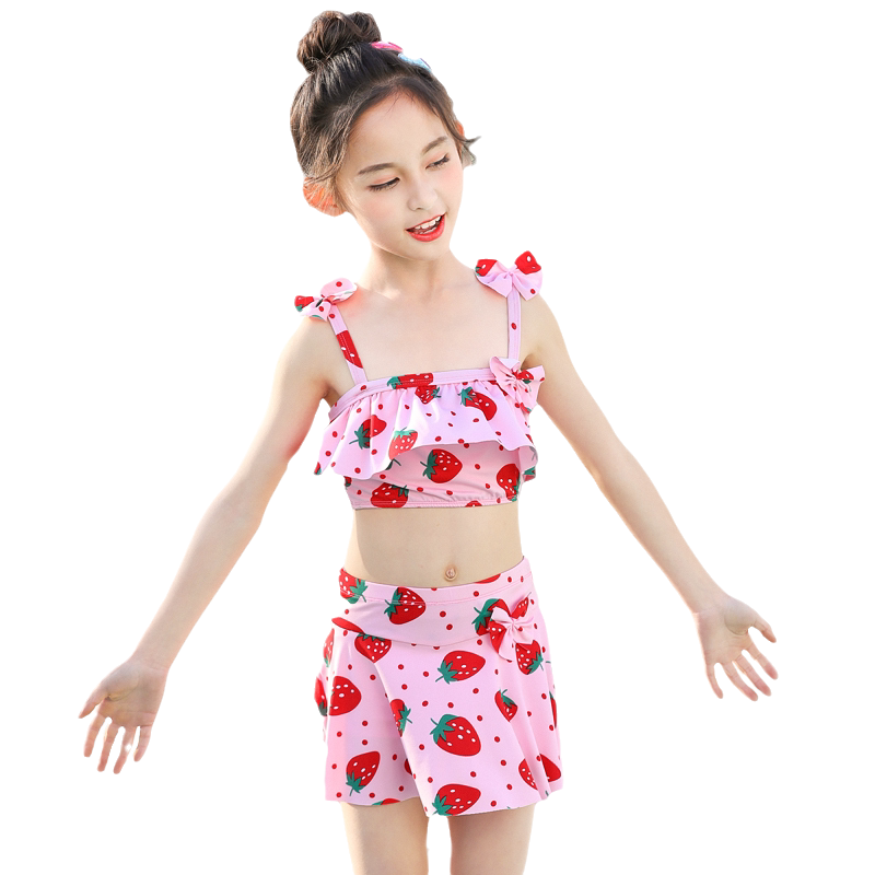 儿童泳衣女新款宝宝分体裙式