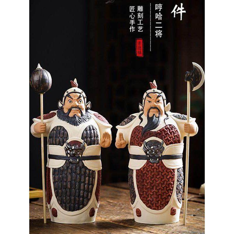 禅世万娃娃手工陶瓷雕塑饰品工艺品家居门厅饰品横河二江门神