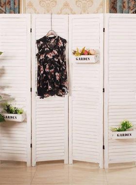 法式乡村实木百叶折叠移动屏风客厅卧室隔出小房间服装店摆件隔断