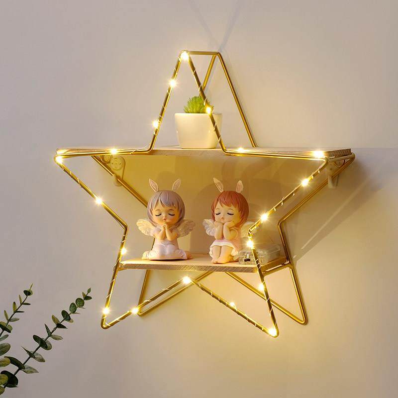 创意房间墙上置物架免打孔卧室床头墙面挂架背景装饰架墙壁收纳架