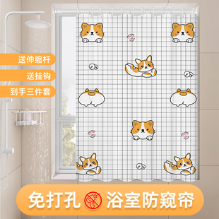 简易窗帘遮光防窥防水小窗户家用浴室短窗帘 卫生间窗帘免打孔安装