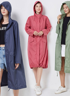 风衣式雨衣中长款成人男女时尚带帽防风雨防水服长袖雨披户外旅游