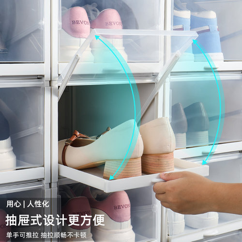 鞋盒收纳盒透明抽屉式aj抽拉式