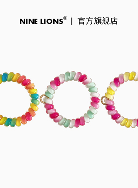 九只狮子（饰品）彩色高弹力电话线发圈马尾扎发绳皮筋皮套发饰女