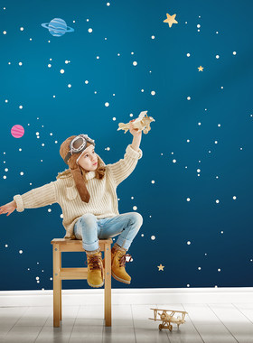 星空壁纸墙布定制儿童房壁画