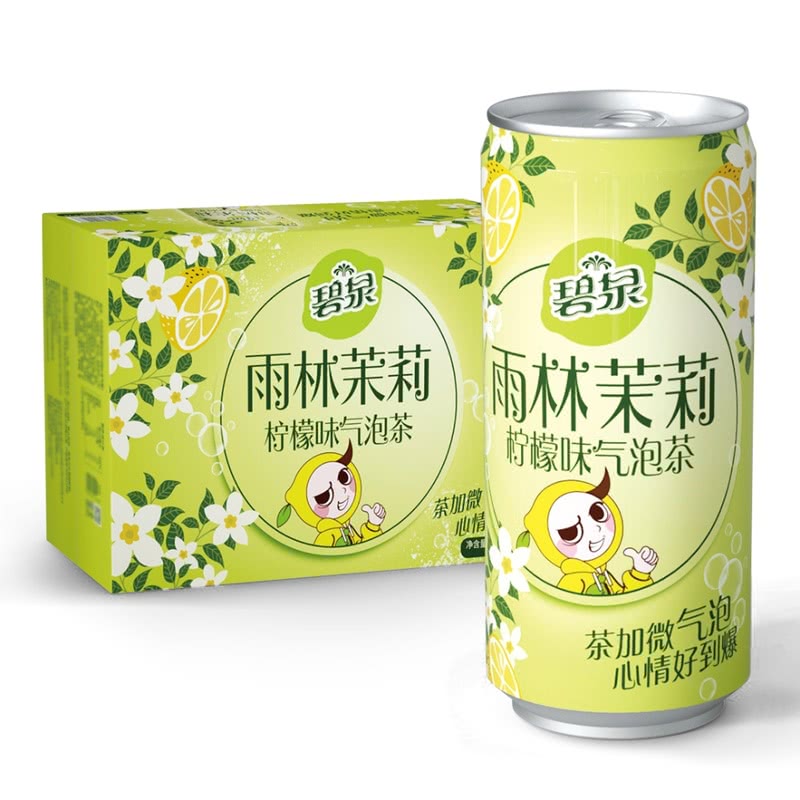 碧泉 雨林茉莉柠檬味气泡茶(柠檬味碳酸饮料)24X265ML原叶萃取