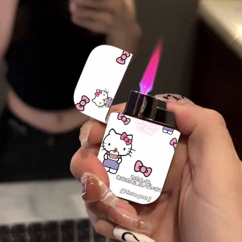 网红爆款kt猫三丽鸥动漫粉火充气打火机高颜值个性打火机送男友礼