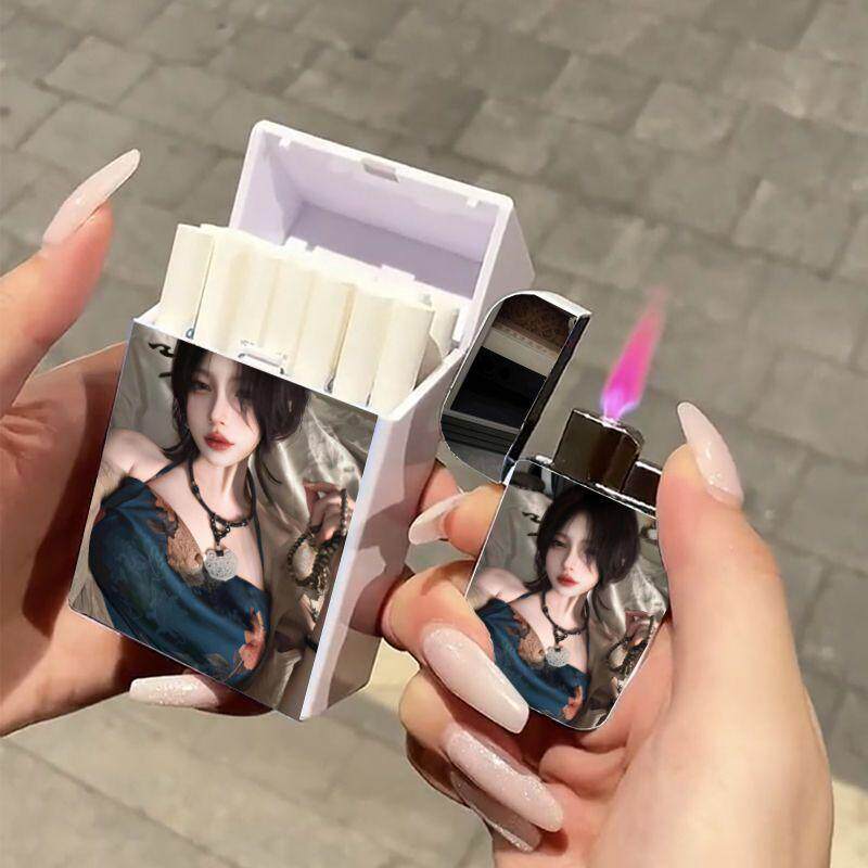 性感美女火机烟盒防风充气网红爆款粉色火焰20支装颜值送男友礼物