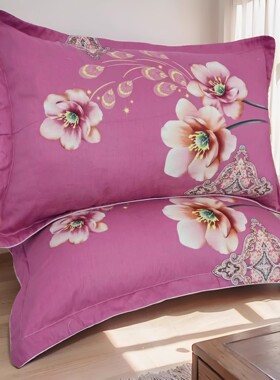 定制一级棉加厚精品磨毛成人全棉枕套大枕头套48x74cm枕芯套一对