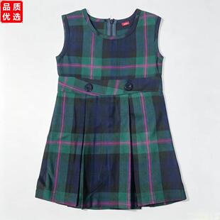 湛江博雅学校校服秋装女连衣裙格子长裙无袖收腰