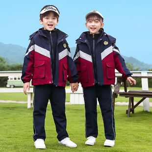 幼儿园园服秋冬装冲锋衣三件套老师一年级班服运动小学生校服套装