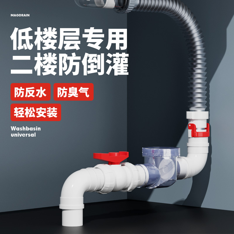 厨房防反水止回阀下水道二楼下水管防返水止逆阀球阀防倒灌逆止阀