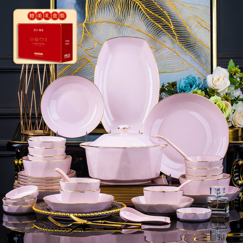 景德镇陶瓷餐具手工描金套装