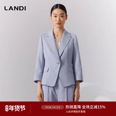 外套女夏新品 LANDI藕荷色高冷职场风一粒扣九分袖 收腰西装
