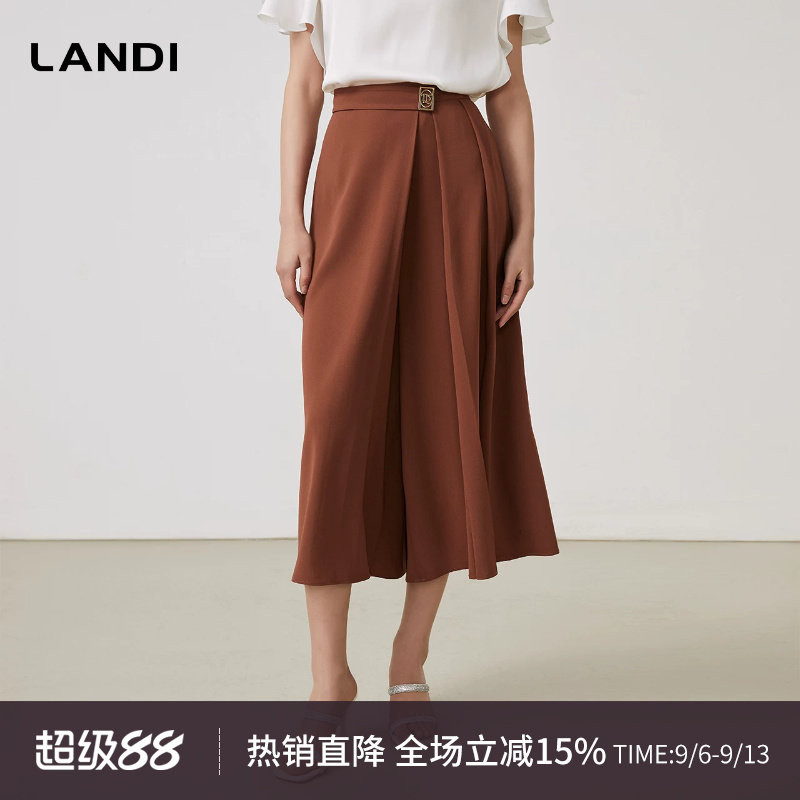 LANDI醋酸高腰显瘦阔腿裤图片