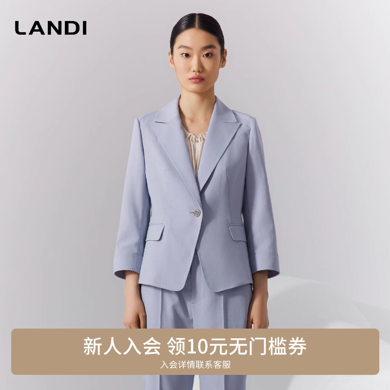 高冷职场风一粒扣九分袖收腰西装