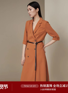 LANDI高级感通勤职业赫本连衣裙女五分袖收腰西装裙子秋新品