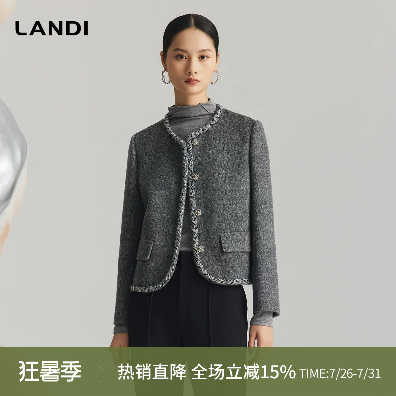 绵羊毛复古毛呢短外套